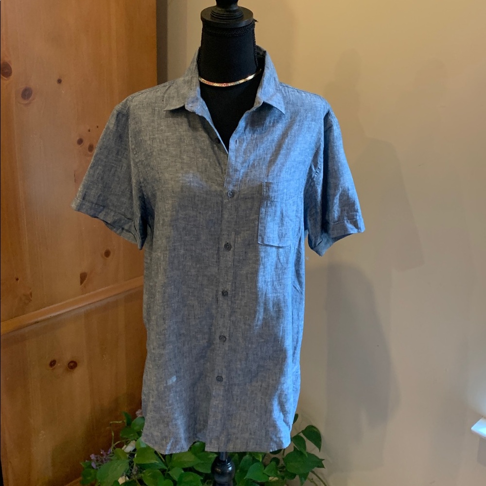 🌹Marc Anthony Luxury Slim Fit • Men's Short-Sleeve Button-Down Shirt • Linen